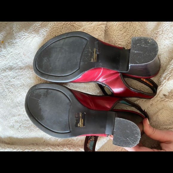 Vintage Steve Madden Pumps Cherry Red Chunky Heel - Picture 3 of 13